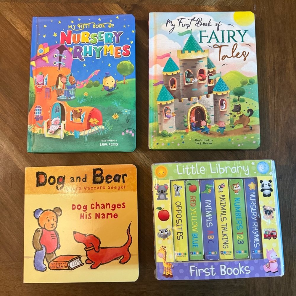 Lot of 4 Children Board Books-Nursery Rhymes-Fairy Tales-Dog&Bear-Little Library